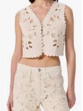 Rag & Bone Coralie Cream Floral Lace Cutout Vest size S